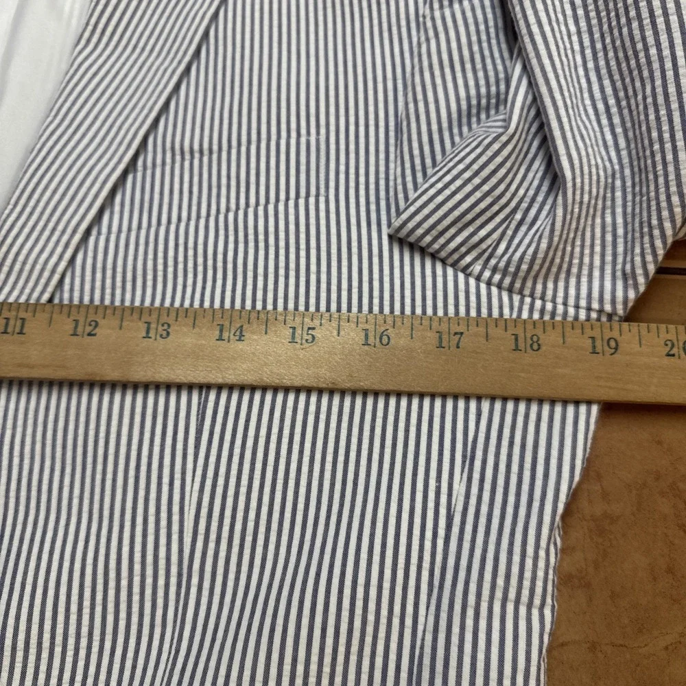 Jos A Bank Sz 36S Slim Fit Seersucker Sport Coat Blue White Cotton Blazer Jacket